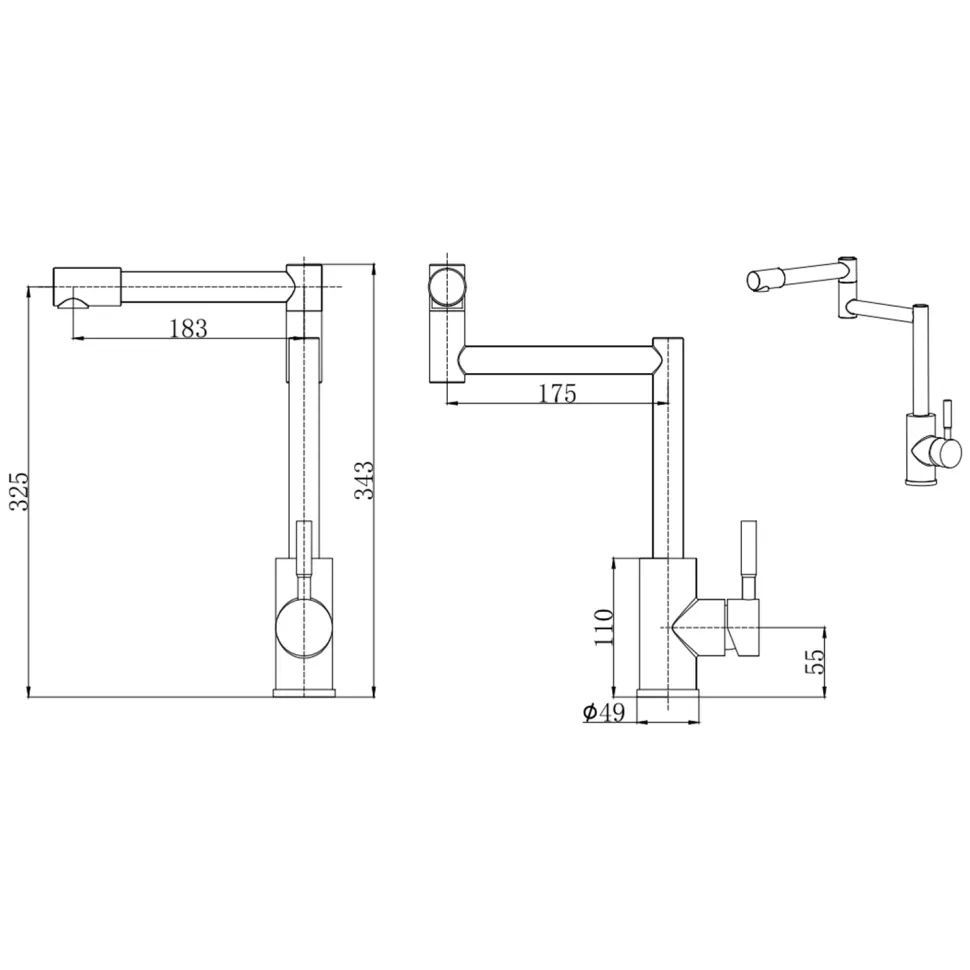 Harbour Stature Deck Mounted Pot Filler Kitchen Tap