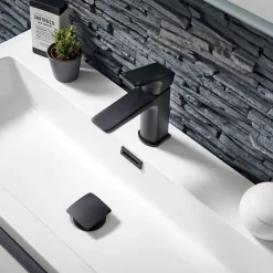 Harbour Status Basin Mixer Tap & Waste - Matt Black