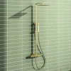 Harbour Status Brushed Brass Square Thermostatic Rigid Riser Shower Kit