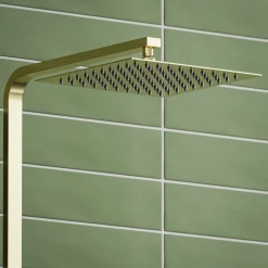 Harbour Status Brushed Brass Square Thermostatic Rigid Riser Shower Kit