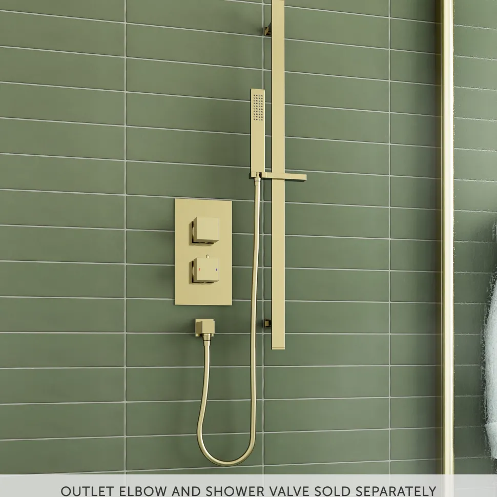 Harbour Status Brushed Brass Slide Rail Shower Kit with Shower Handset & Hose