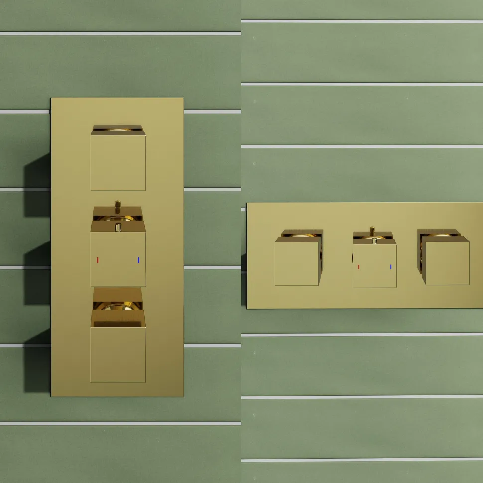 Harbour Status Brushed Brass 3 Outlet Thermostatic Concealed Shower Valve
