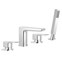 Harbour Status Chrome 4 Hole Bath Mixer with Pull Out Handset & Shower Kit