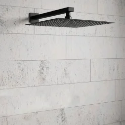 Harbour Status Concealed Shower Valve, Fixed Wall Mounted Head & Slide Rail Kit - Matt Black