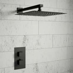 Harbour Status Concealed Shower Valve & Wall Mounted Fixed Shower Head - Matt Black