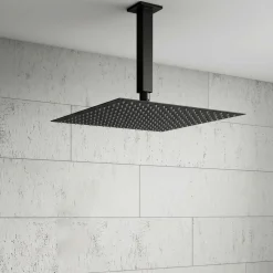 Harbour Status Concealed Shower Valve, Fixed Ceiling Mounted Head & Slide Rail Kit - Matt Black