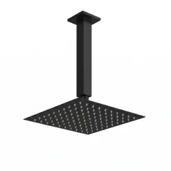 Harbour Status Concealed Shower Valve, Fixed Ceiling Mounted Head & Slide Rail Kit - Matt Black