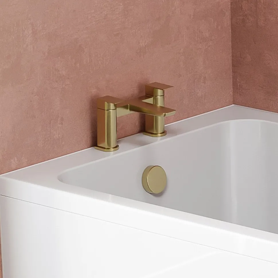 Harbour Status Deck Mounted Bath Mixer Tap - Brushed Brass