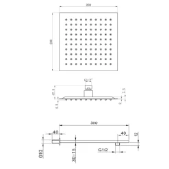 Harbour Status Fixed Wall Mounted Shower Head - 200mm or 300mm