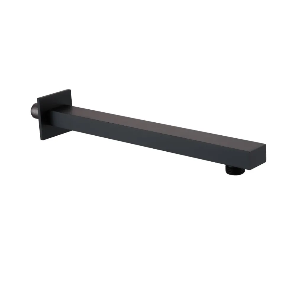 Harbour Status Matt Black Concealed Shower Valve, Fixed Wall Mounted Head & Overflow Bath Filler