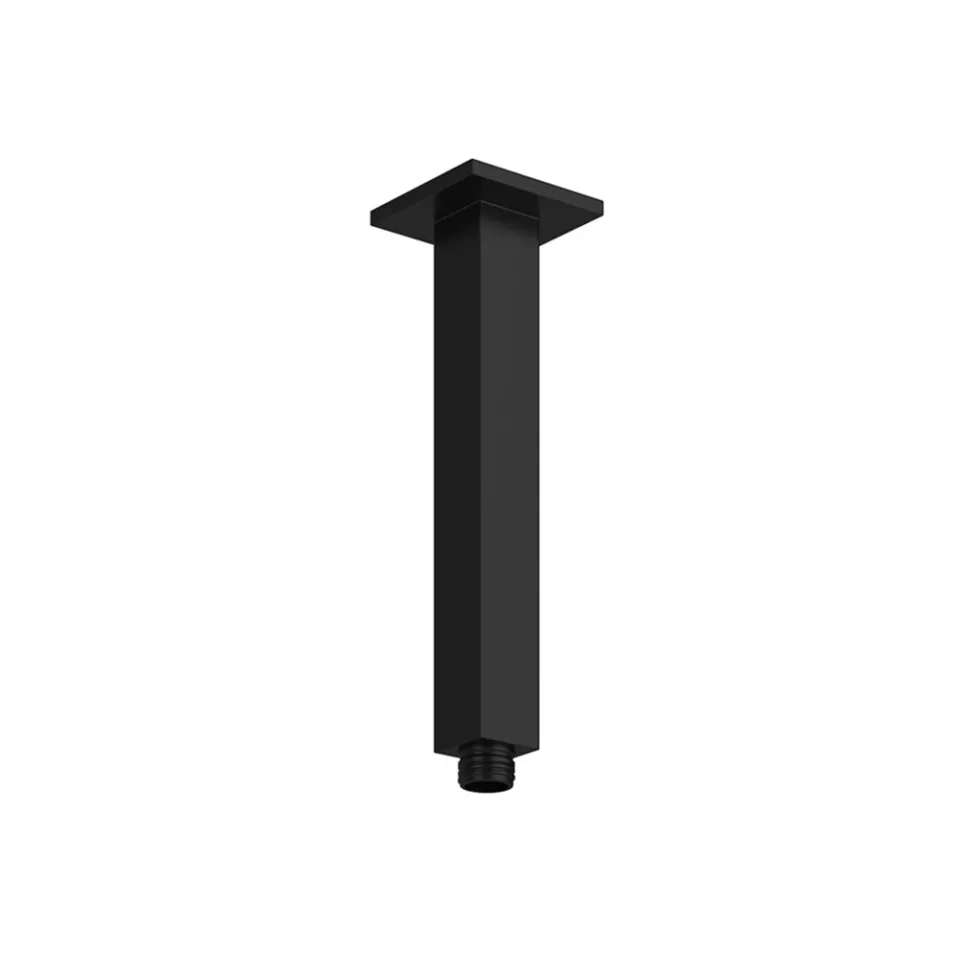 Harbour Status Matt Black Concealed Shower Valve, Fixed Ceiling Mounted Head & Overflow Bath Filler
