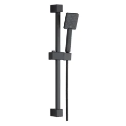 Harbour Status Matt Black Concealed Shower Valve, Shower Riser Rail Kit & Overflow Bath Filler