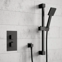 Harbour Status Matt Black Concealed Thermostatic Valve & Slide Rail Kit