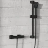 Harbour Status Matt Black Exposed Thermostatic Bar Shower Valve and Shower Rail Kit