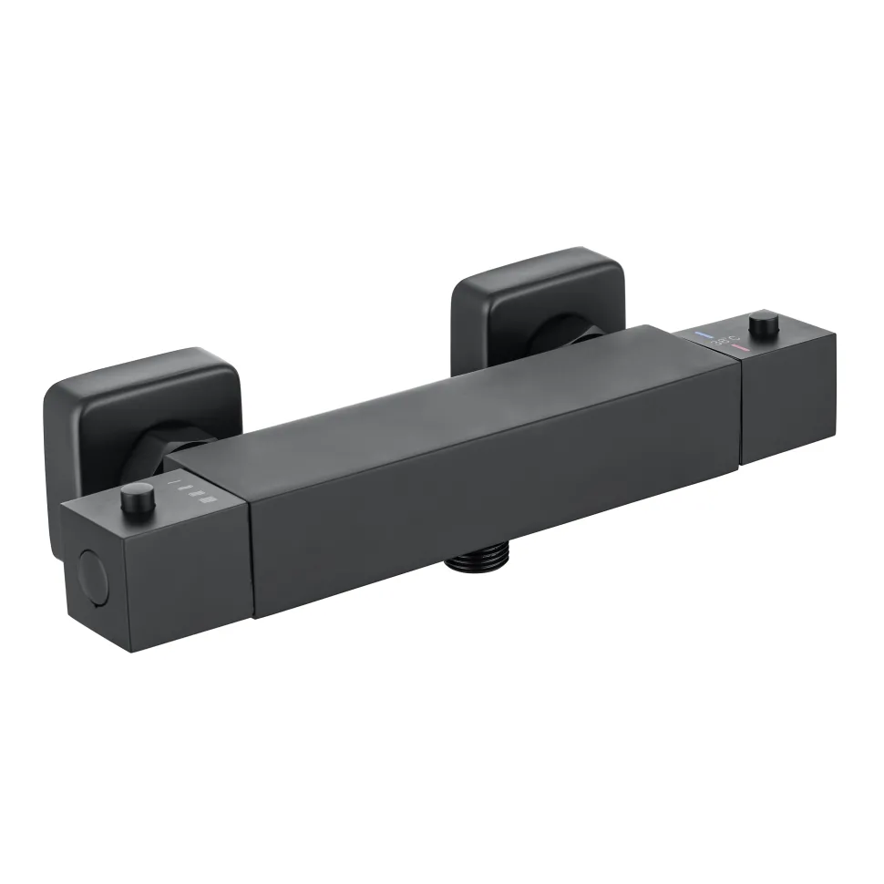 Harbour Status Matt Black Exposed Thermostatic Bar Shower Valve and Shower Rail Kit