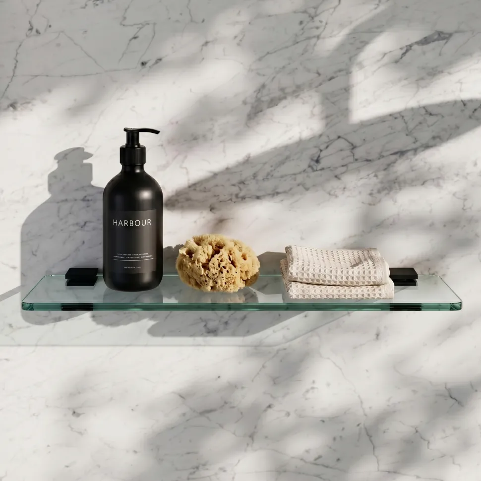Harbour Status Matt Black Glass Shelf