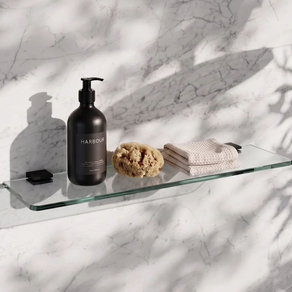 Harbour Status Matt Black Glass Shelf