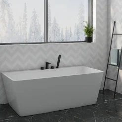 Harbour Status Matt Black 4 Hole Bath Mixer with Pull Out Handset