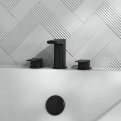 Harbour Status Matt Black 3 Hole Bath Mixer Tap