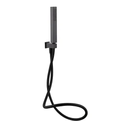 Harbour Status Matt Black Pencil Shower Handset & Wall Bracket - Square