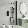 Harbour Status Matt Black Shower Package with 3 Outlet Valve, Fixed Head & Arm, Shower Rail Kit & Overflow Bath Filler