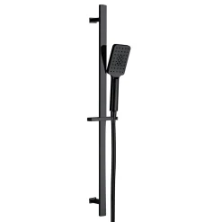 Harbour Status Matt Black Slide Rail Shower Kit with Square Shower Handset & Hose