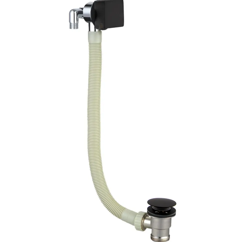 Harbour Status Matt Black Square Overflow Bath Filler
