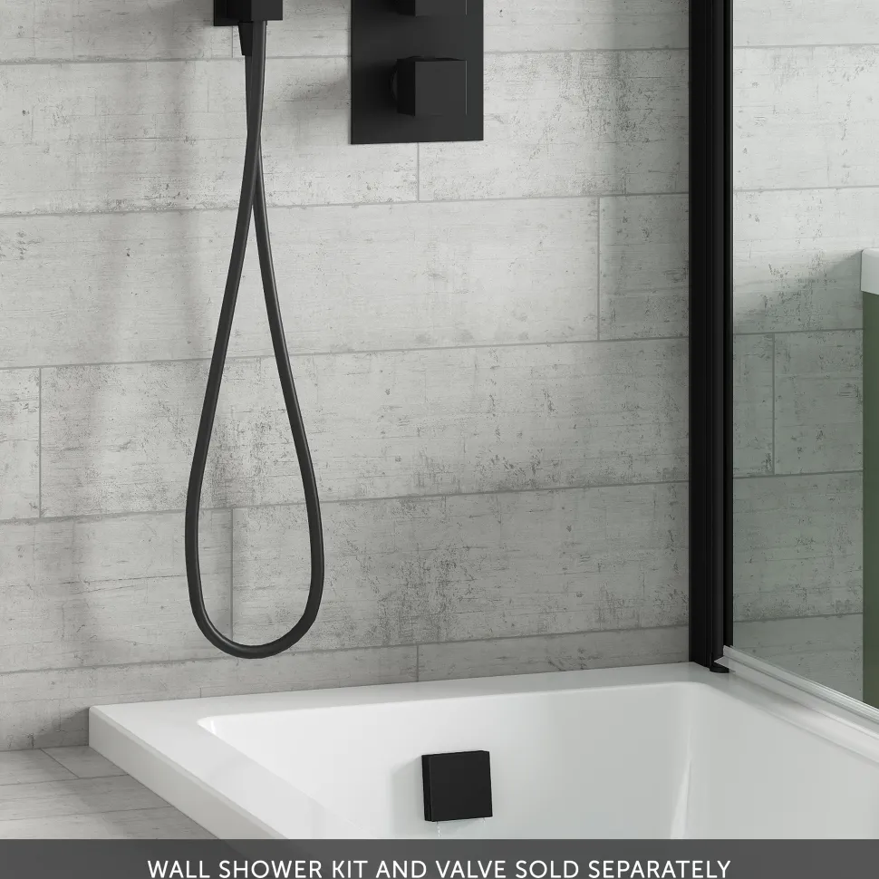Harbour Status Matt Black Square Overflow Bath Filler