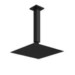 Harbour Status Matt Black Stainless Steel Square Shower Head - 200mm