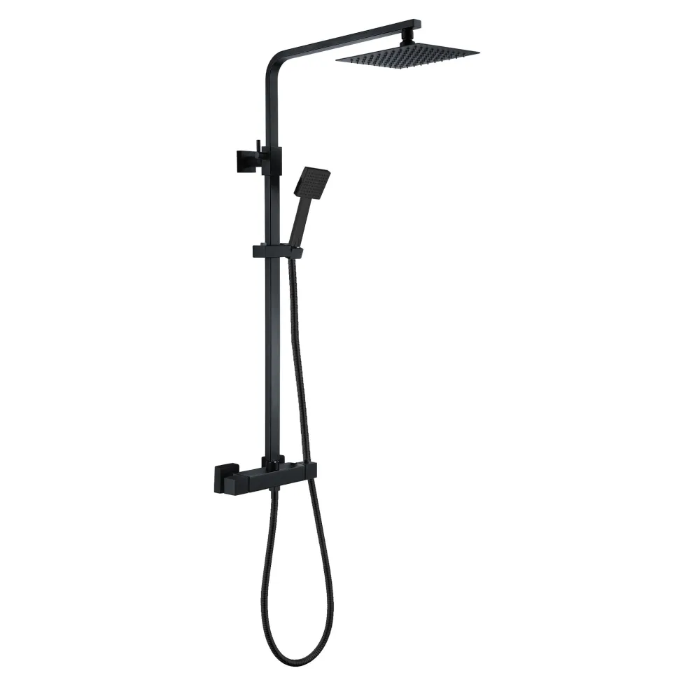 Harbour Status Matt Black Thermostatic Exposed Shower Kit