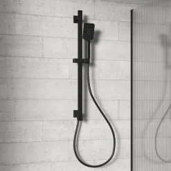 Harbour Status Slide Rail Shower Kit with 3 Mode Handset & Integrated Elbow - Matt Black