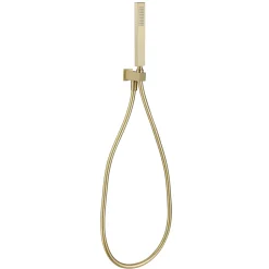 Harbour Status Square Shower Handset with Wall Outlet & Hose - Brushed Brass