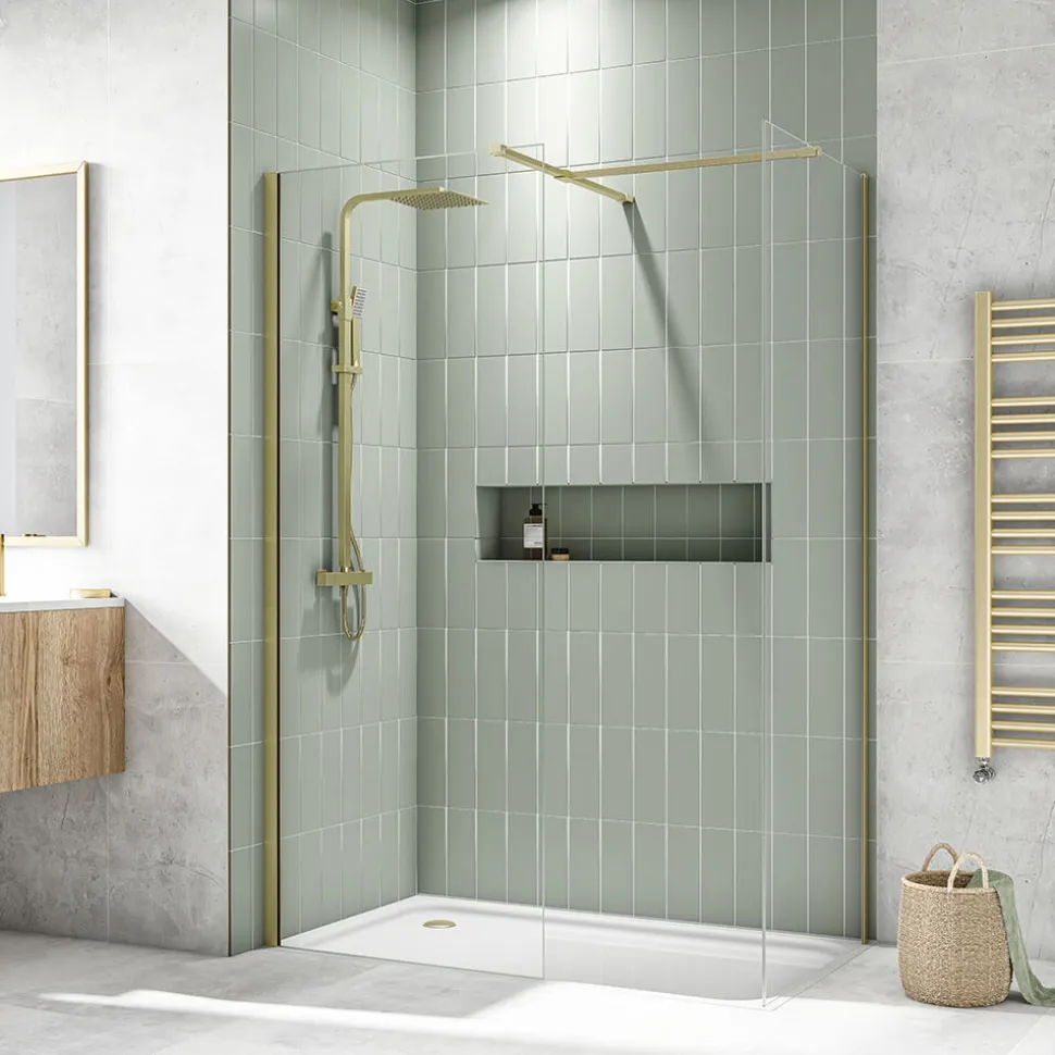 Harbour T-Piece Join for 2 Panels - Brushed Brass