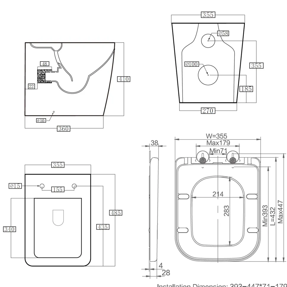 Harbour Unity Rimless Back to Wall Toilet & Soft Close Seat