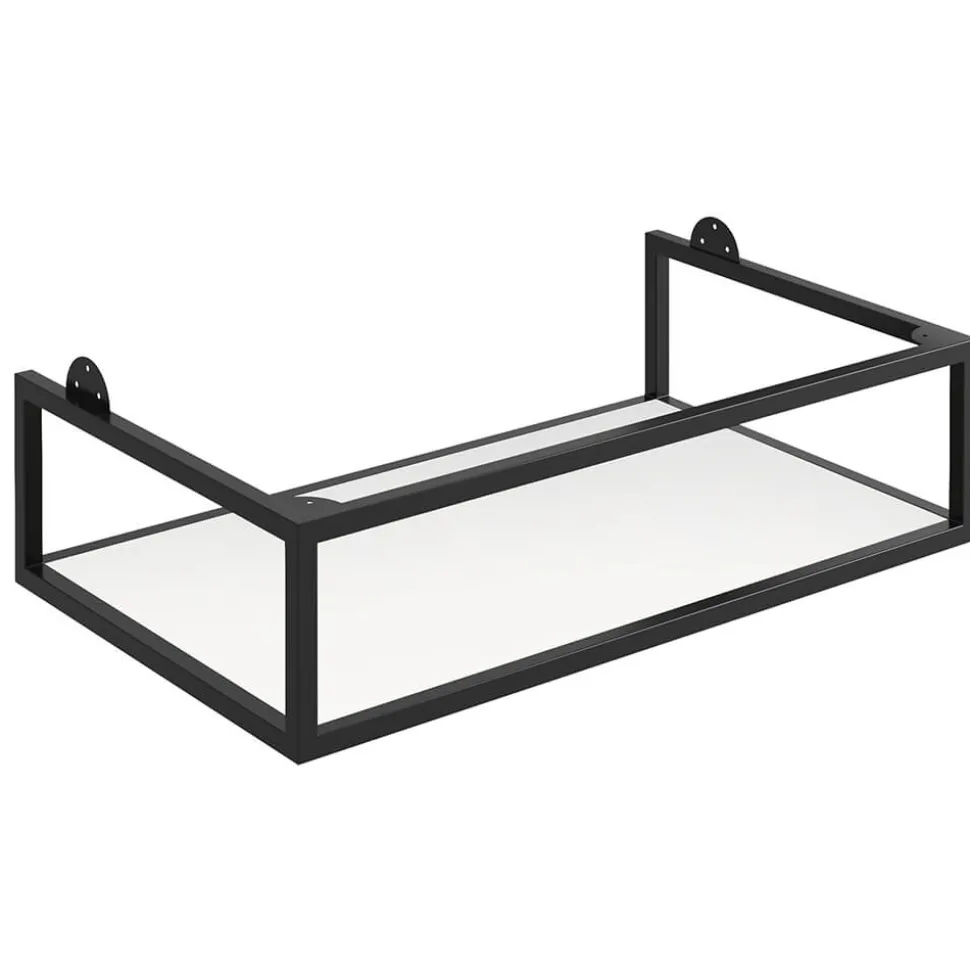 Harbour Virtue 800mm Wall Hung Vanity Unit with LED Illumination, Matt Black Frame Shelf and Handle & Basin