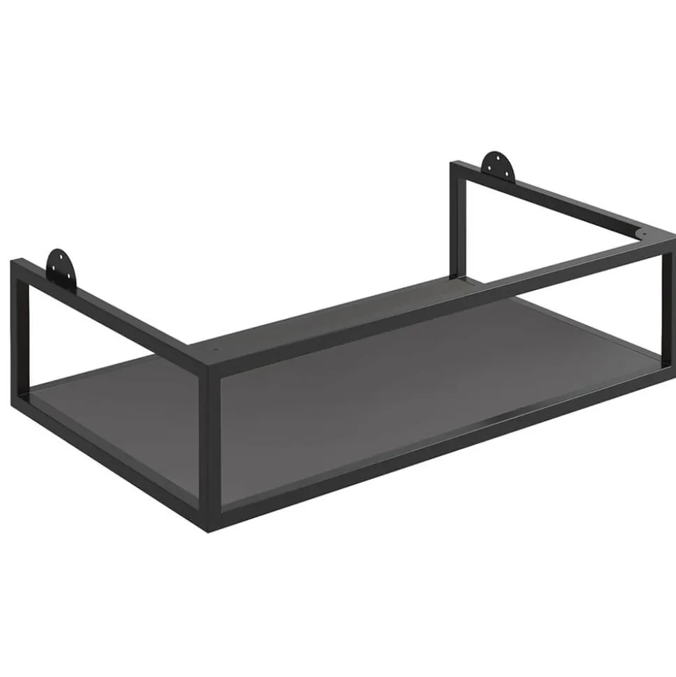 Harbour Virtue 800mm Wall Hung Vanity Unit with LED Illumination, Matt Black Frame Shelf and Handle & Basin