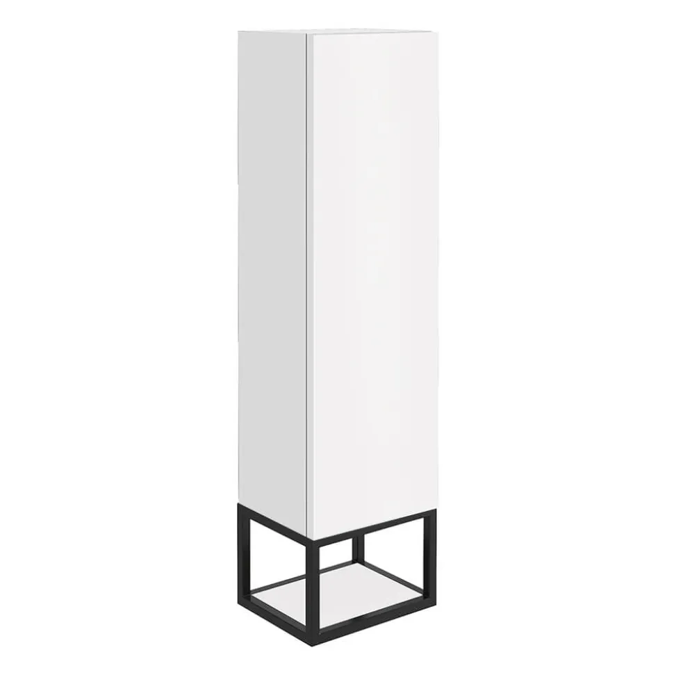 Harbour Virtue 1100mm Wall Mounted Tall Storage Cabinet with Matt Black Frame Shelf