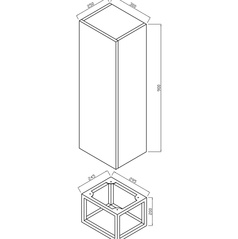 Harbour Virtue 1100mm Wall Mounted Tall Storage Cabinet with Matt Black Frame Shelf