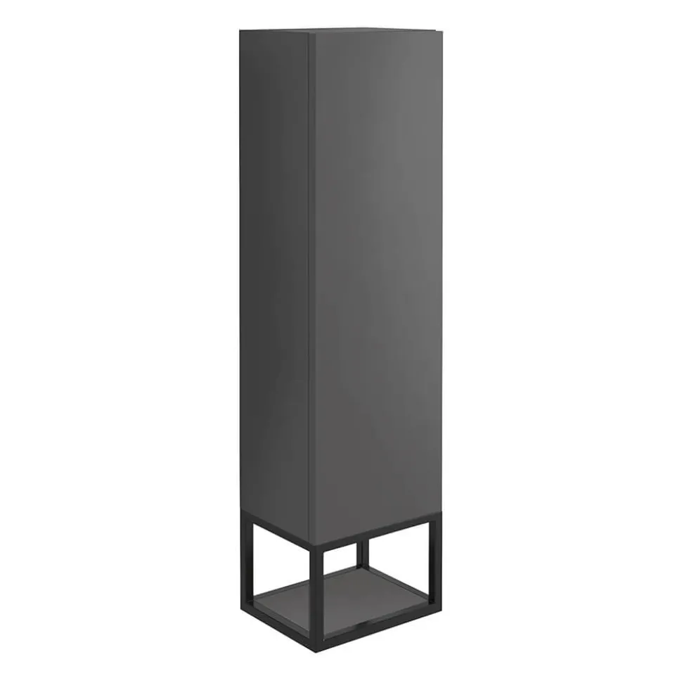 Harbour Virtue 1100mm Wall Mounted Tall Storage Cabinet with Matt Black Frame Shelf