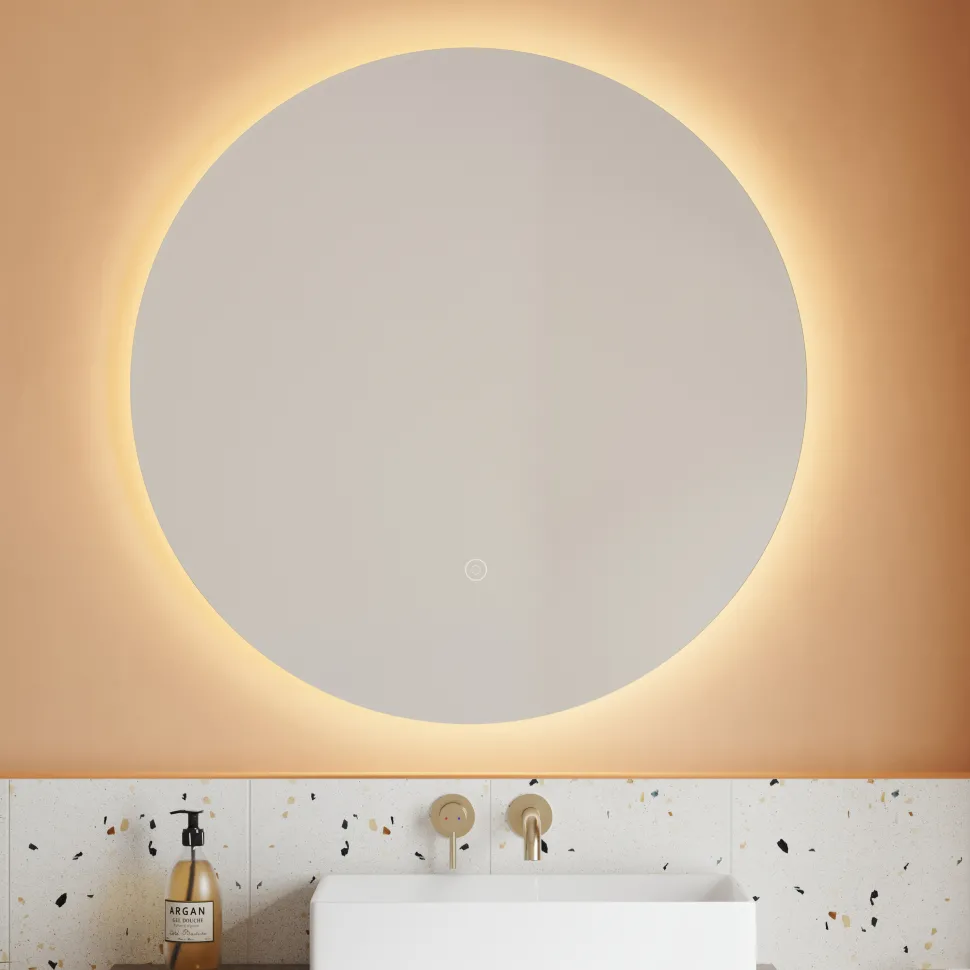 Harbour Vision LED Illuminated Round Bathroom Mirror with Demister Pad - 800mm