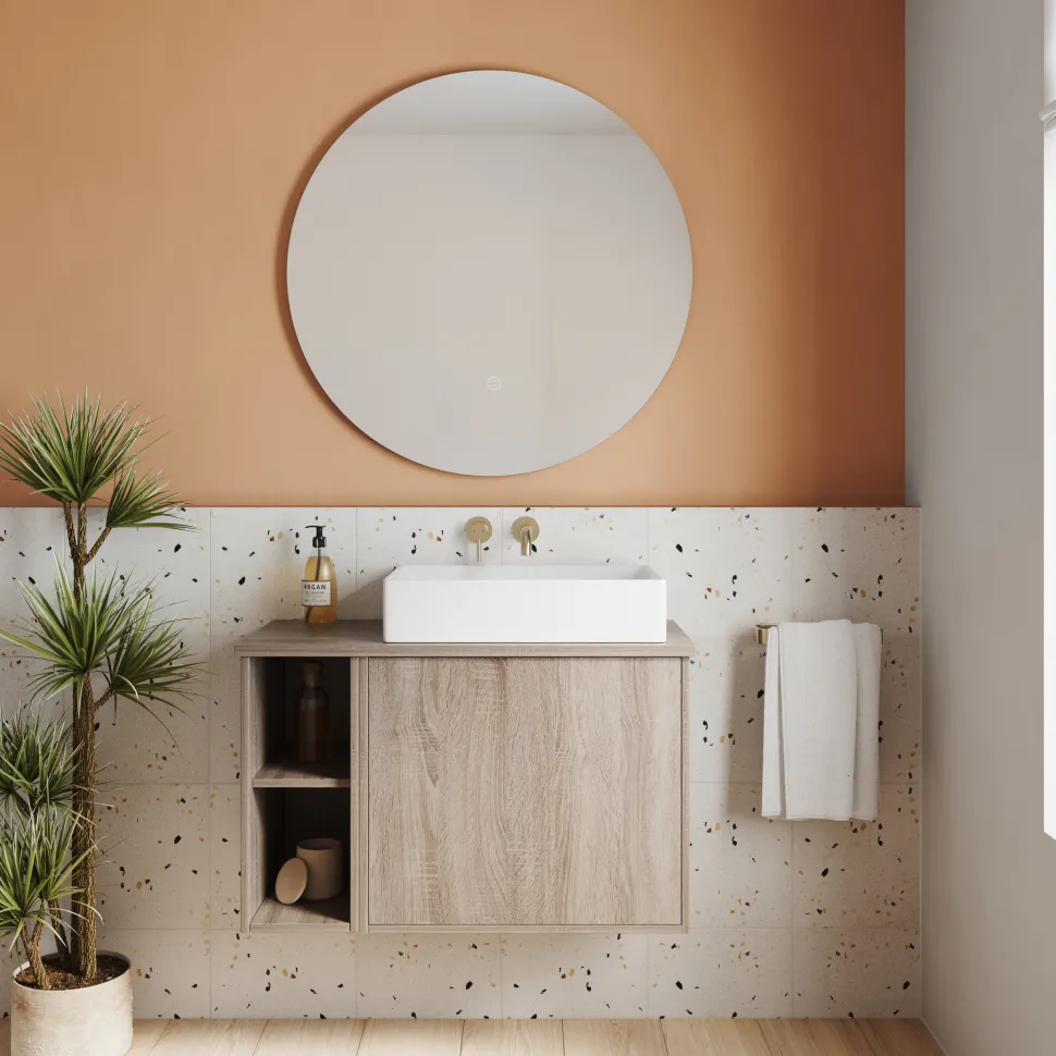 Harbour Vision LED Illuminated Round Bathroom Mirror with Demister Pad - 800mm