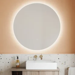 Harbour Vision LED Illuminated Round Bathroom Mirror with Demister Pad - 800mm