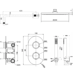 Harper Concealed Shower Valve, Fixed Shower Head & Handset