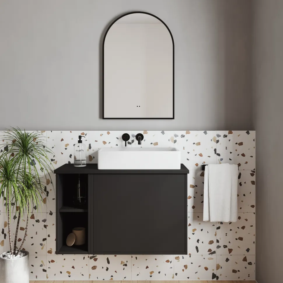 Harper LED Illuminated Arch Framed Mirror with Demister Pad & Colour Change Lights - 500 x 750mm