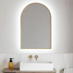 Harper LED Illuminated Arch Framed Mirror with Demister Pad & Colour Change Lights - 500 x 750mm