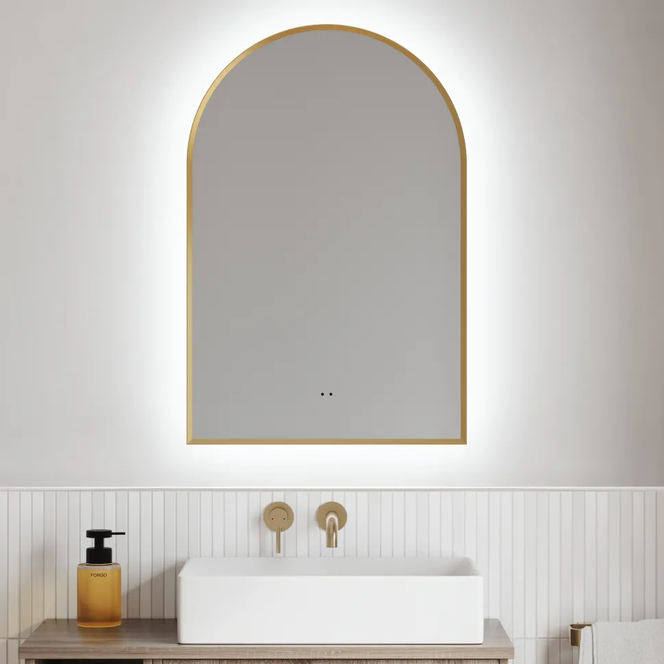 Harper LED Illuminated Arch Framed Mirror with Demister Pad & Colour Change Lights - 500 x 750mm