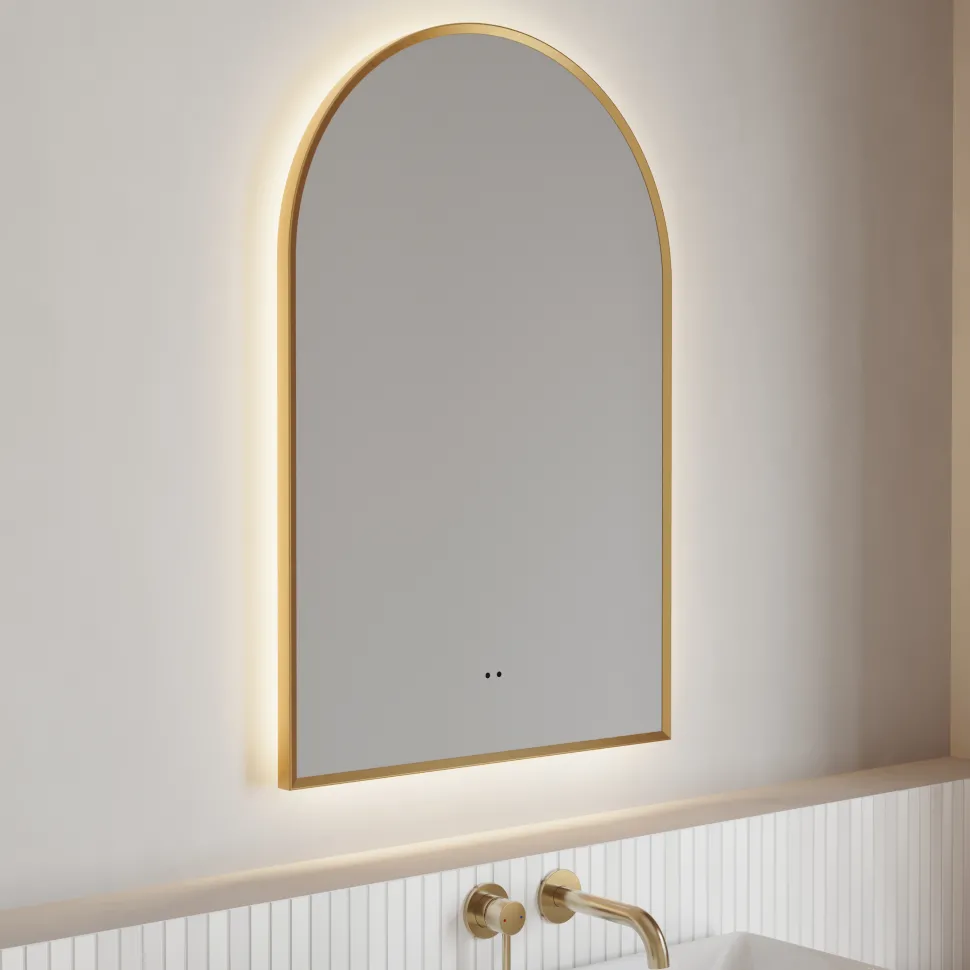 Harper LED Illuminated Arch Framed Mirror with Demister Pad & Colour Change Lights - 500 x 750mm