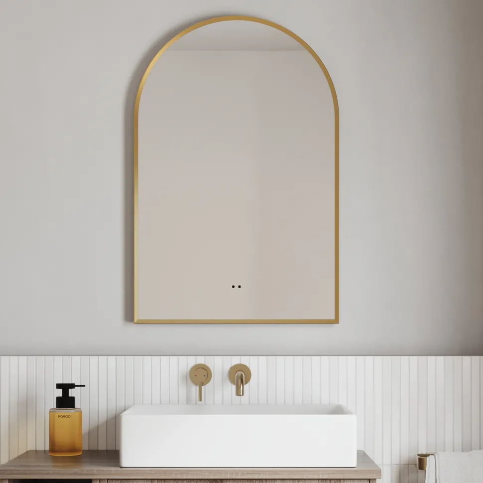 Harper LED Illuminated Arch Framed Mirror with Demister Pad & Colour Change Lights - 500 x 750mm