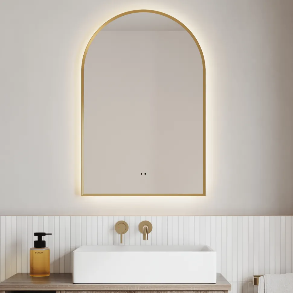 Harper LED Illuminated Arch Framed Mirror with Demister Pad & Colour Change Lights - 500 x 750mm