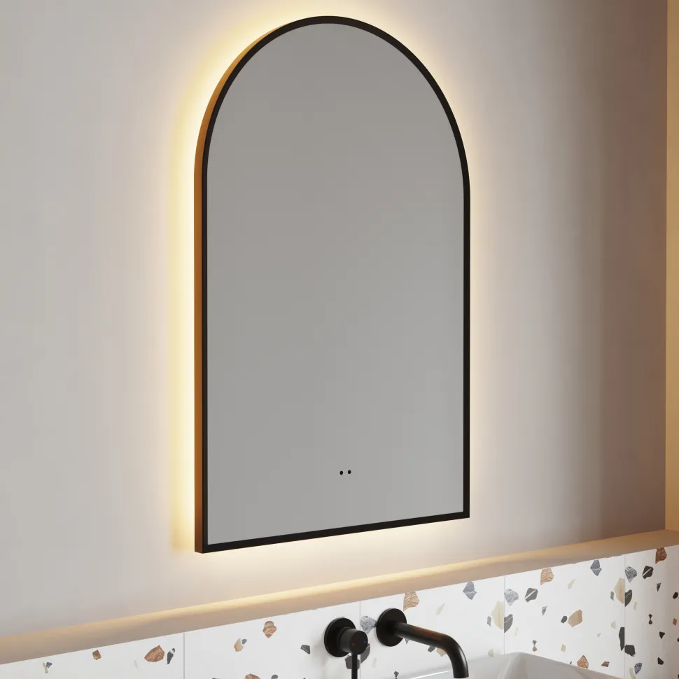 Harper LED Illuminated Arch Framed Mirror with Demister Pad & Colour Change Lights - 500 x 750mm
